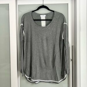 Calvin Klein Women’s Heather Gray Sweater with White Accents